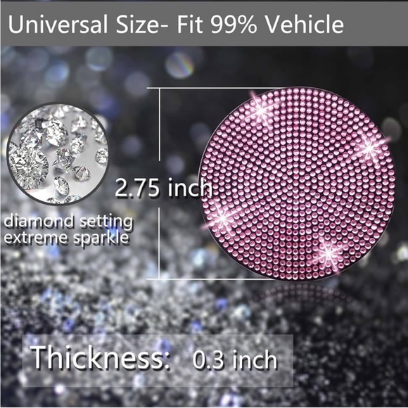 2 Bling Car Bag holders & Coasters Pink - Picture 6 of 12